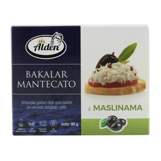 Weißer Mantecato Kabeljau Aufstrich mit Oliven 90 g