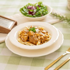 Menu: chicken stew, pasta fuži and mixed salad for 2 persons