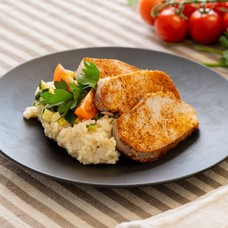 Pork loin with zucchini risotto for 4 persons (1,2 kg)