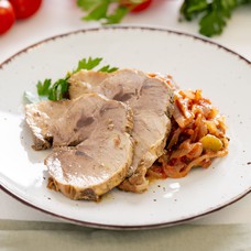 Pork roast with "sataraš" (Balkan vegetable stew) for 4 persons (1,2 kg)