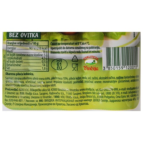 Cekin chicken sausage classic Vindija 100 g