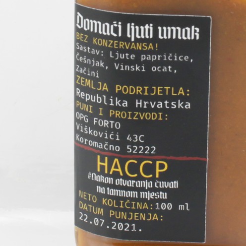 Hausgemachte scharfe Sauce Forto Treska 100 ml