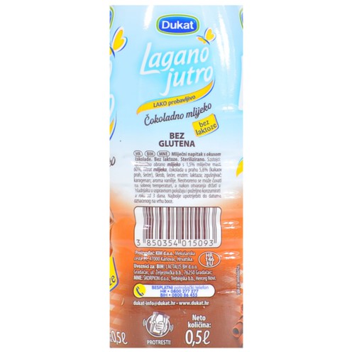 Dukat "Lagano jutro" lactose-free chocolate milk 0,5 l