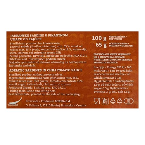 Hook&Cook sardine u pikantnom umaku od rajčice 100 g