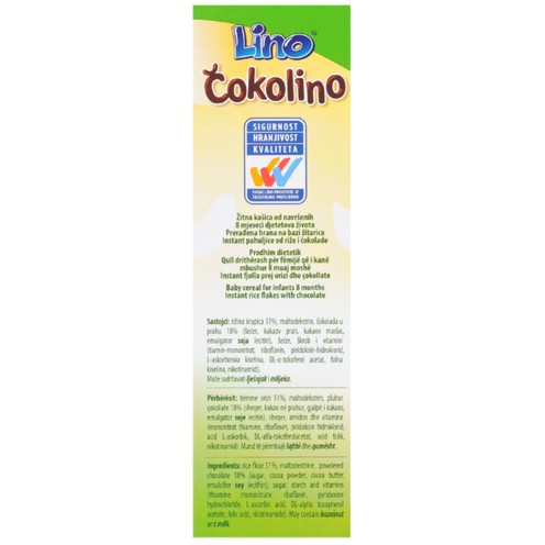 Lino chocolino children's gluten free instant cereal 500 g
