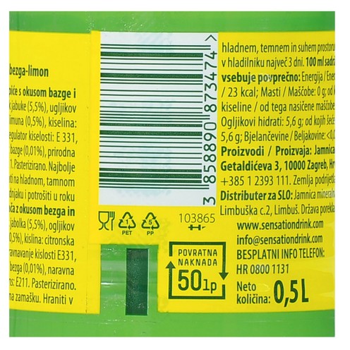Jamnica Sensation Holunderblüte - Zitrone 0,5 l