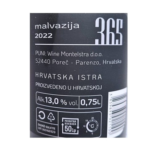 Malvazija 365 2022 Wine MonteIstra 0,75 l