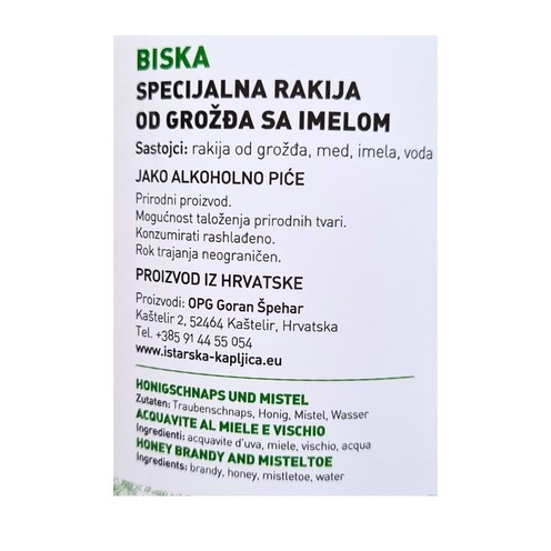 Rakija Biska Istarska kapljica 0,7 l