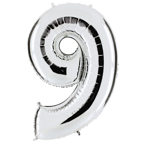 Balloon silver "9" 100 cm 1 pc