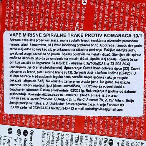 Spirale protiv komaraca Vape 10/1