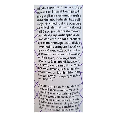 Seife für Hände, Gesicht und Körper Lavendel und Zeder 0,5 l