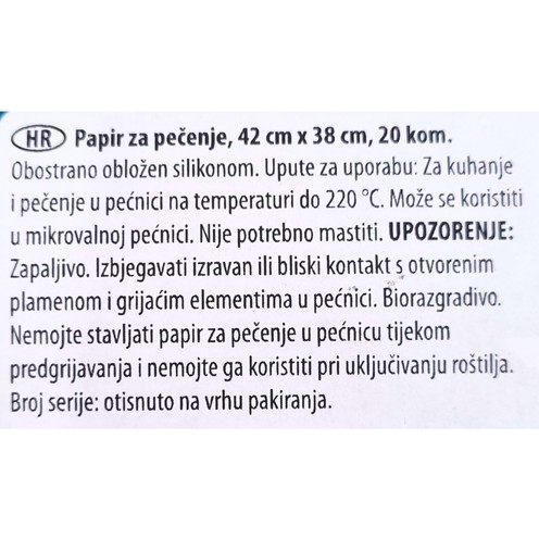 Papir za pečenje 42x38 cm (20 kom)