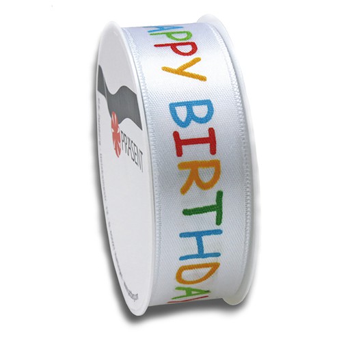 Decorative ribbon "Happy Birthday" 25 mm x 3 m