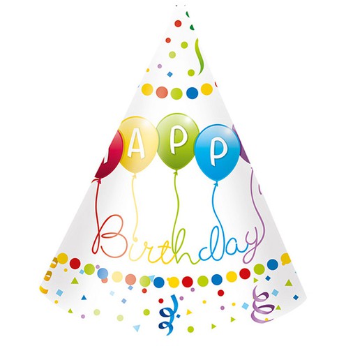 Happy birthday hat white 6 pcs