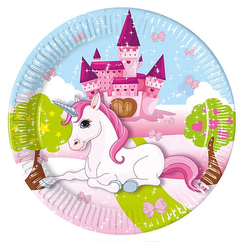 Paper plates Unicorn 8 pcs