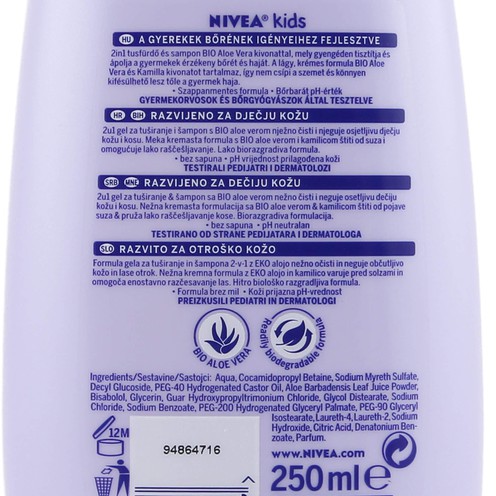 Nivea Kids 2u1 shower & shampoo for girls 250 ml