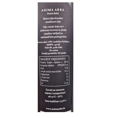 Extra virgin olive oil Anima Arba 0,5 l