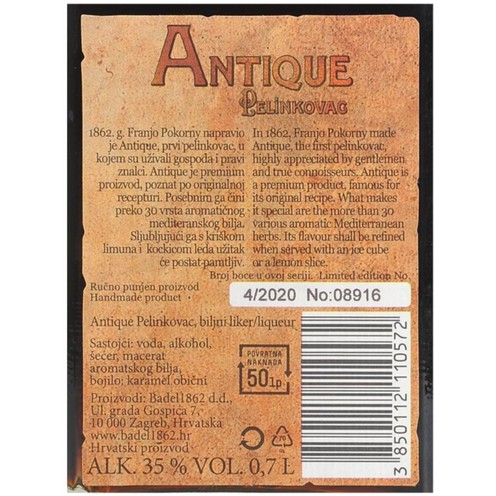 Badel Pelinkovac (Kräuterlikör) Antique 0,7l