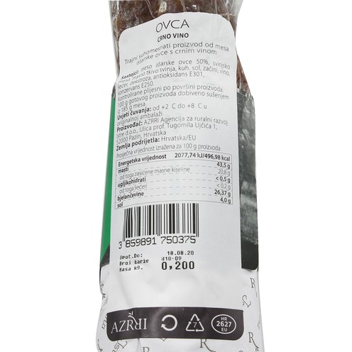 Salami Istrijana 'Ovca' red wine 200 g