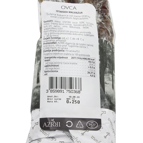Salami Istrijana 'Ovca' in Istrian Malvasia 250 g