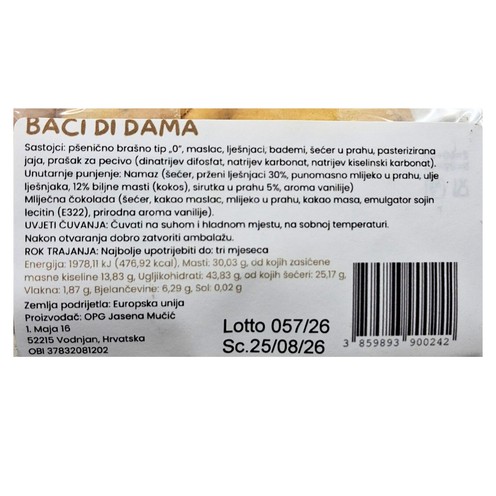 Baci di dama OPG Jasena Mucić 180 g
