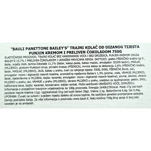 Panettone con crema al Baileys Bauli 750 g