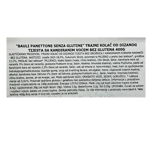 Panettone bez glutena Bauli 400 g 