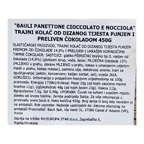 Panettone cioccolato & nocciola Bauli 450 g