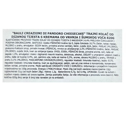 Pandoro Cheesecake Bauli 820 g
