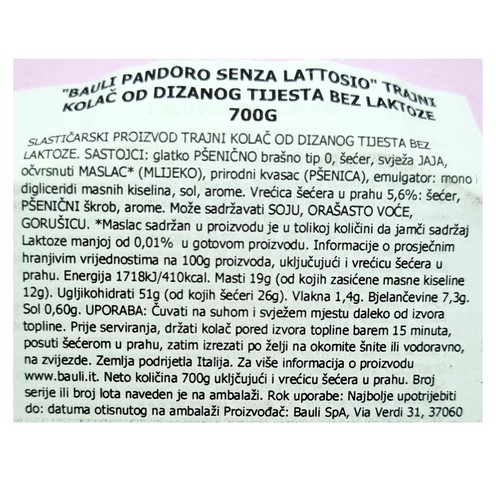 Pandoro Bauli ohne Laktose 750 g