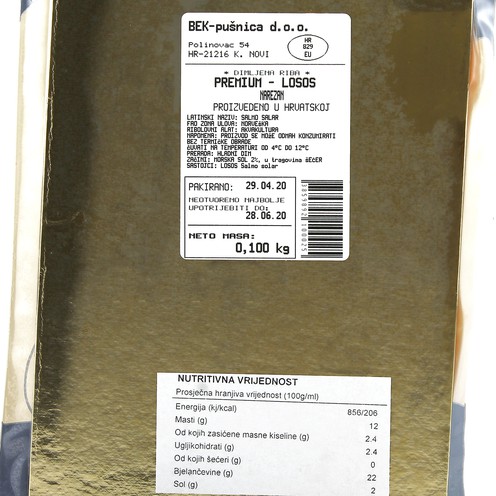 Norveški losos dimljeni narezan 100 g