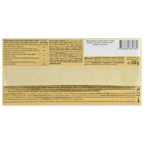 Weiße Schokolade zum Essen und Backen Kandit 200 g