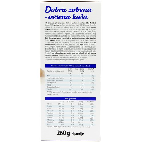 Dobra zobena kaša jabuka - cimet 260 g