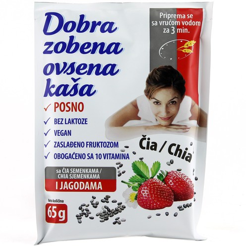 Dobra Oatmeal strawberry - chia 65 g