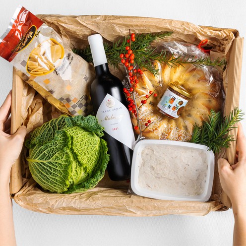 DIY Festive meal kit - Cod with "posutice" pasta and kale