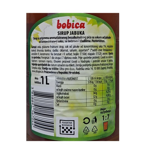 Sirup od jabuke Bobica 1 l