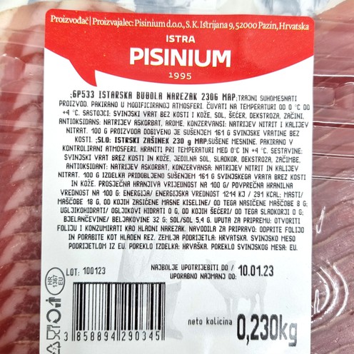 Sliced Istrian buđola 230 g
