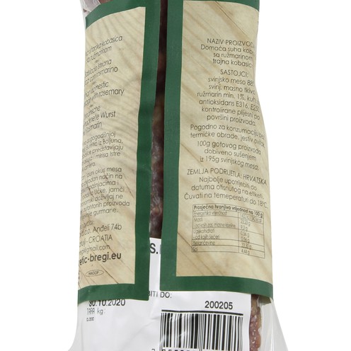 Dry Istrian sausage with rosemary 167 g