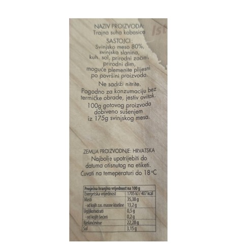 Dry Istrian old sausage 167 g