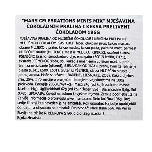 Čokoladice Celebration minis mix 196 g