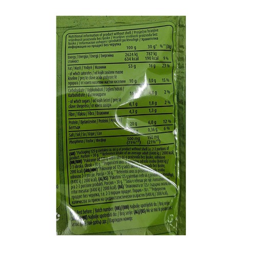 Dry-roasted salted pistachios 125 g