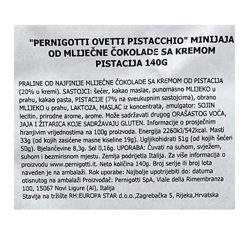 Schokoladeneier mit Pistaziencreme Pernigotti 140 g