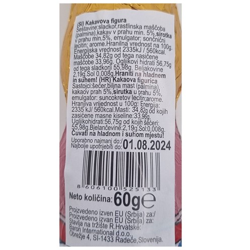 Čokoladni uskršnji zec 60 g