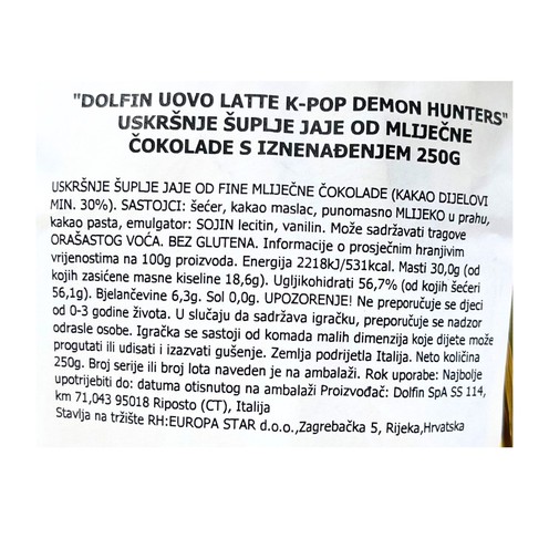 Chocolate egg K-Pop Dolfin 250 g