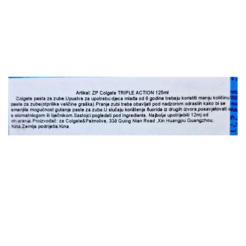 Toothpaste Triple Action Colgate 125 ml
