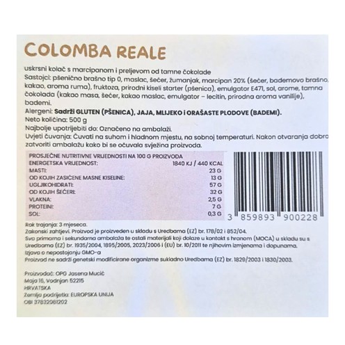 Colomba Gran nocciolato OPG Jasena Mucić 500 g