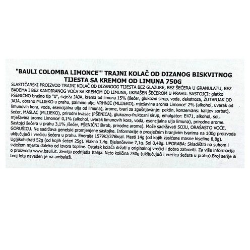 Colomba Limoncè Bauli 750 g