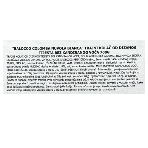 Colomba Nuvola bianca Balocco 700 g