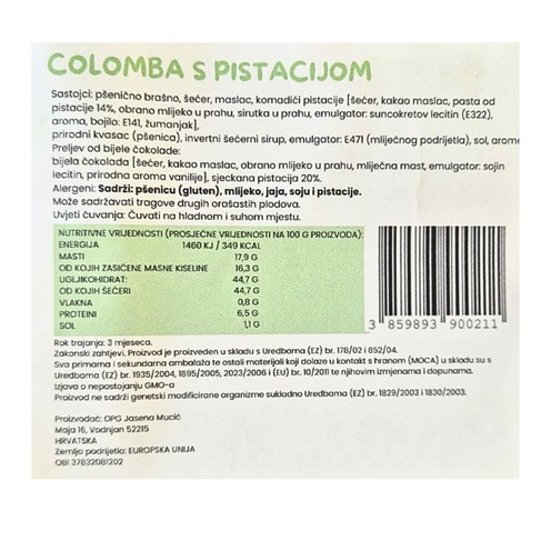 Colomba with pistachio OPG Jasena Mucić 500 g 