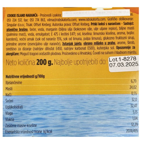Cookie Island - Kekse mit Orange 200 g